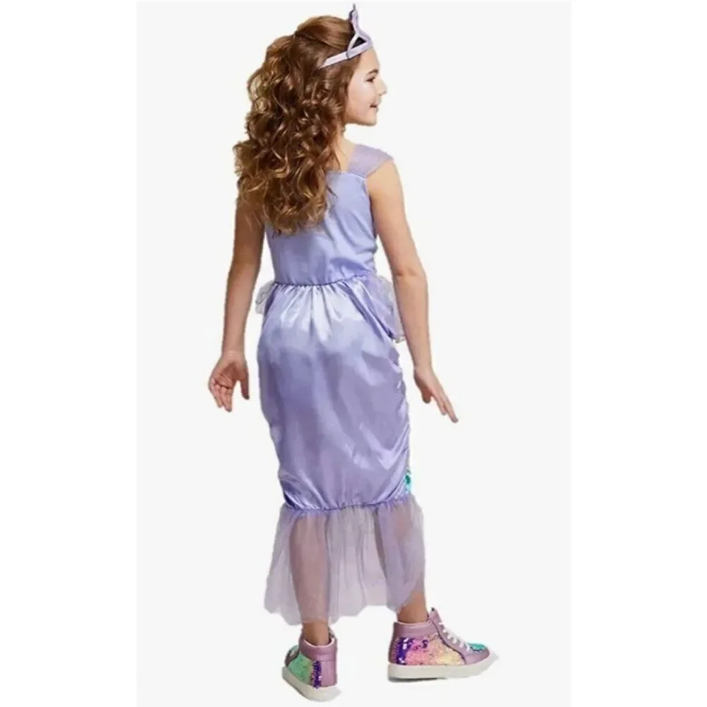 Girls Costume Mermaid Iridescent Rainbow Mermaid Costume Satin Mesh Large NWT